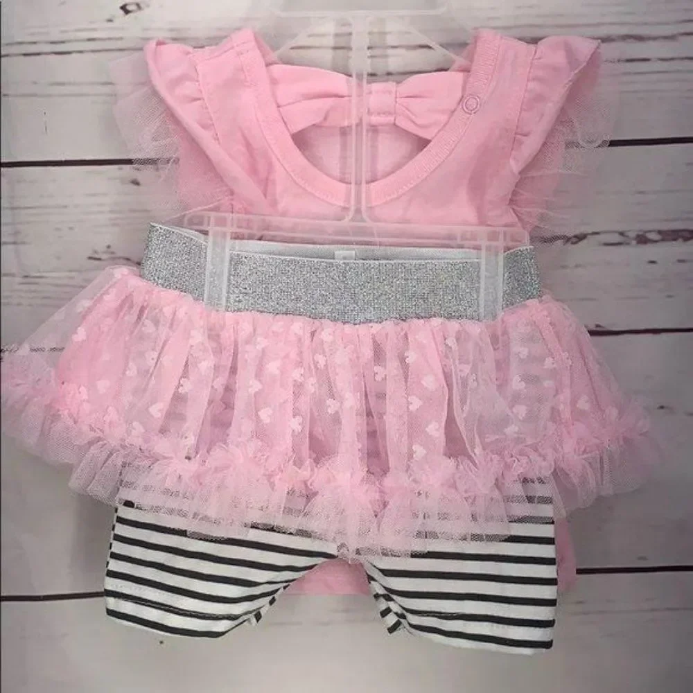 DDG Darling Princess In Training 2 Piece 3/6 months striped Shorts‎ Set